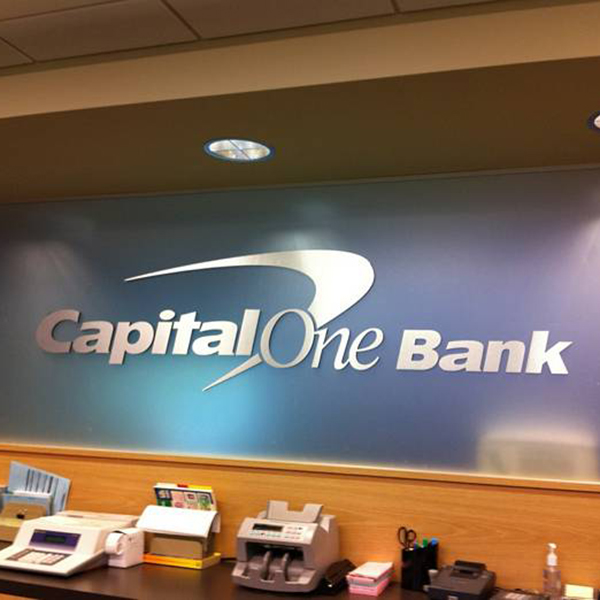 Capital One Bank lobby sign