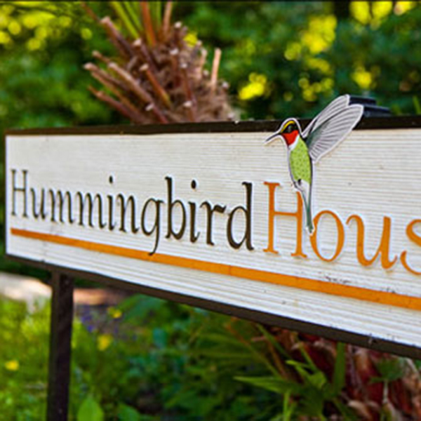 Hummingbird House sandblasted sign