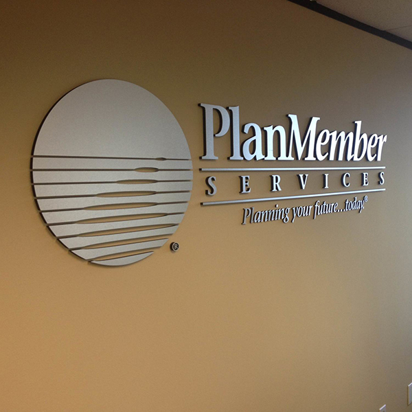 Plan Member Services lobby sign