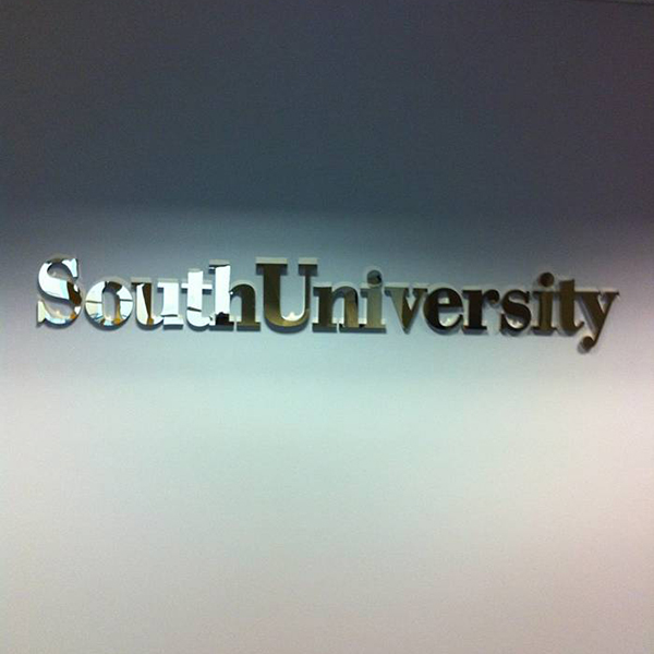 South University lobby sign