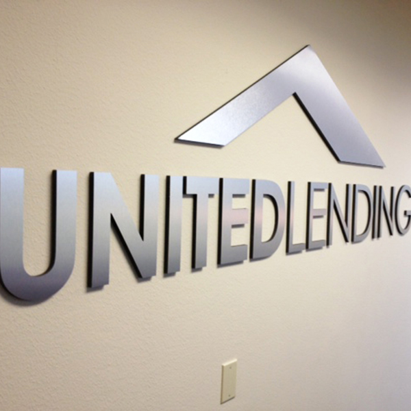 United Lending lobby sign