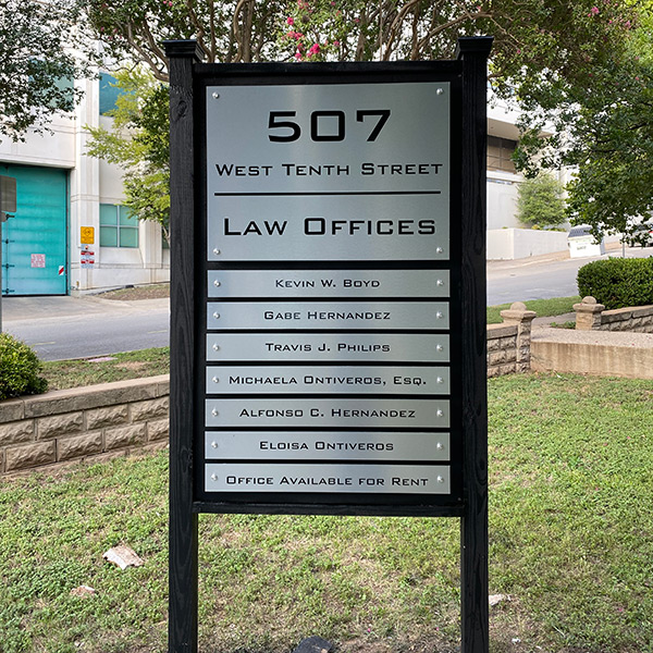 West tenth street law offices entry sign