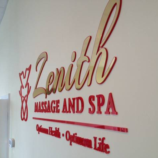Zenith Massage and Spa lobby sign
