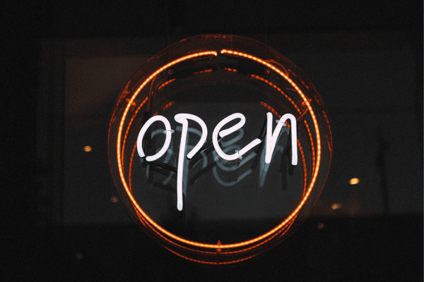 bar and restaurant open neon sign