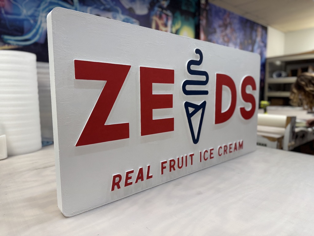 Zed's Real Fruit Ice Cream custom store sign